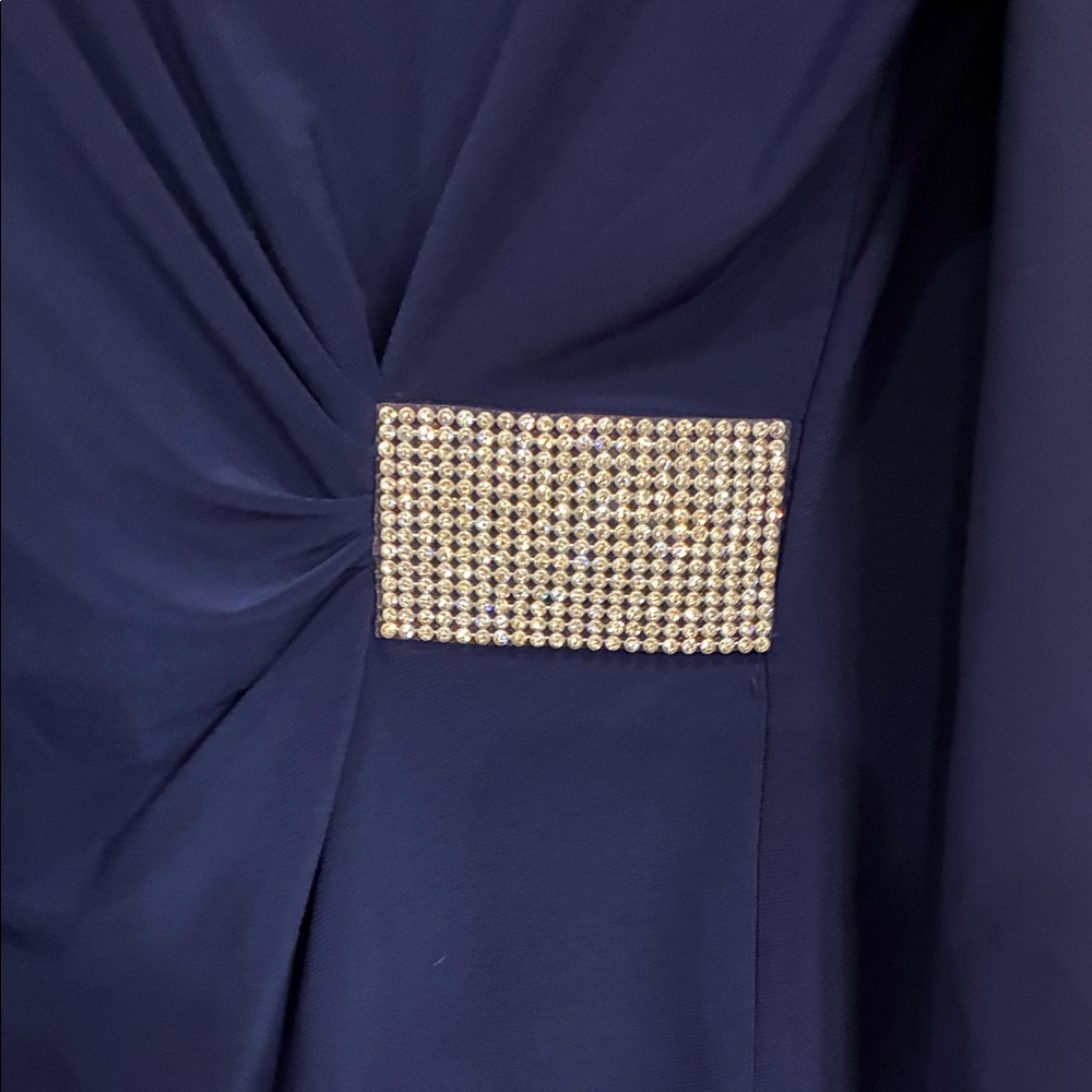 DB Established 1962 Size 3X Elegant Blue Blouse w/ Rhinestone Waist Cinch (ABBA) - Picture 7 of 12